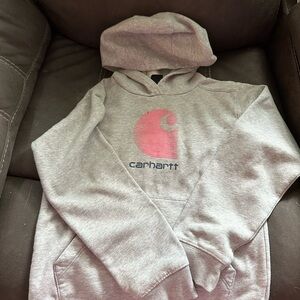 Carhartt Heather Gray Sweatshirt with Pink Graphic